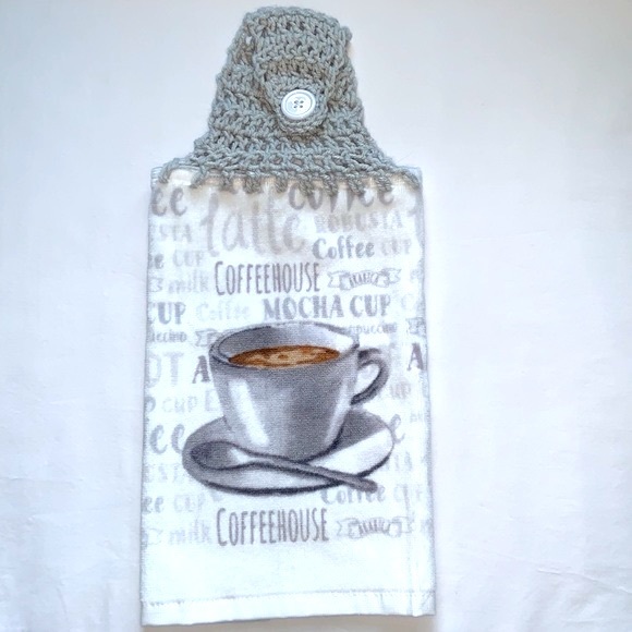 Relisted HAND CRAFTED Coffee House Hanging Kitchen or Bathroom Hand Towels - Picture 4 of 8